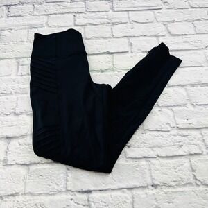 Athleta Delancey Moto Tight Legging Black Small Zipper Ankle Athlesiure Yoga